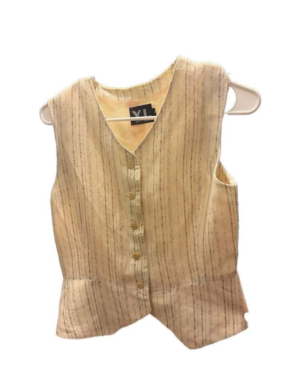 YL by Yair Striped Peplum Button-Down Vest Size 10
